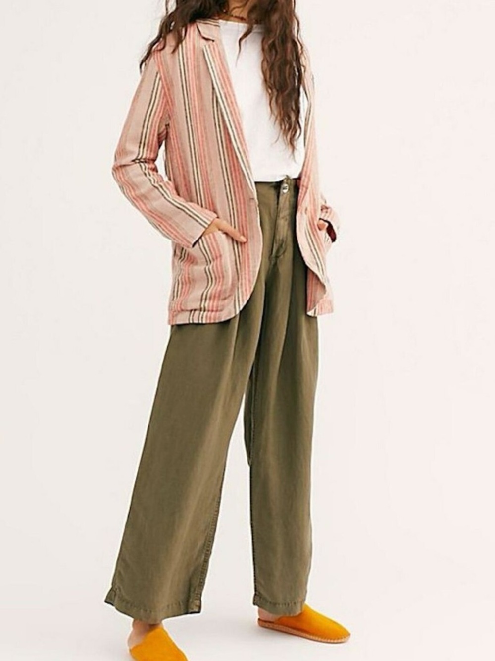 FP | Simply Stripe Hip Pockets Soft Relaxed Oversized Slouchy Blazer Jacket